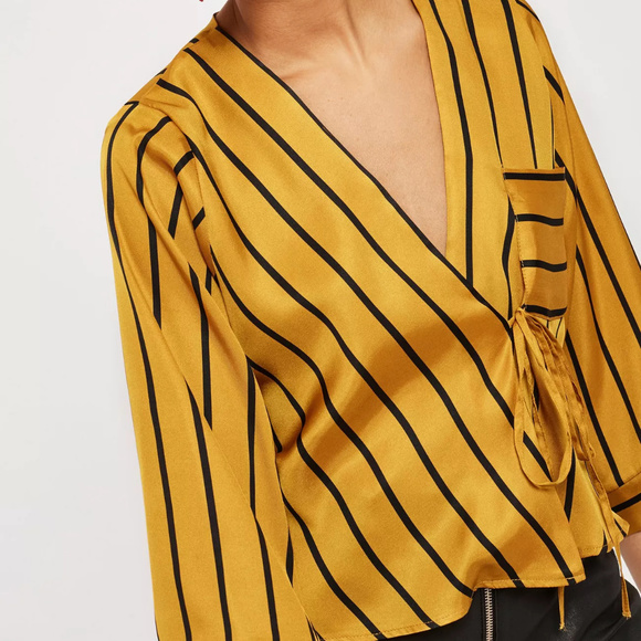 INC International Concepts Tops - INC International Concepts Striped Wrap Blouse